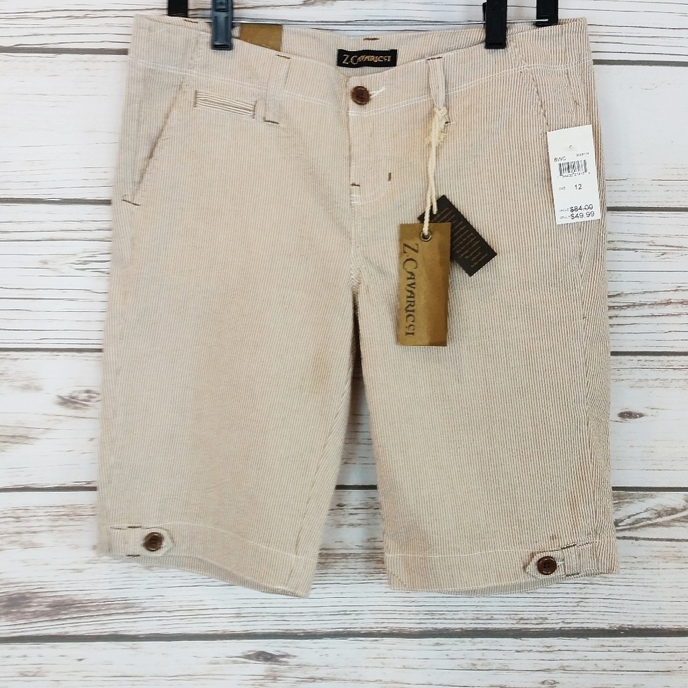 Z Cavaricci Womens Shorts Size 12 Beige Bermuda